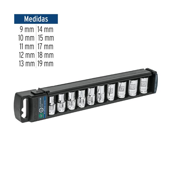 JUEGO DE 10 COPAS CUADRO 1/2" METRICAS TRUPER - Imagen 3