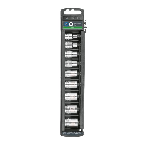 JUEGO DE 9 COPAS CUADRO 3/8" TORX TRUPER