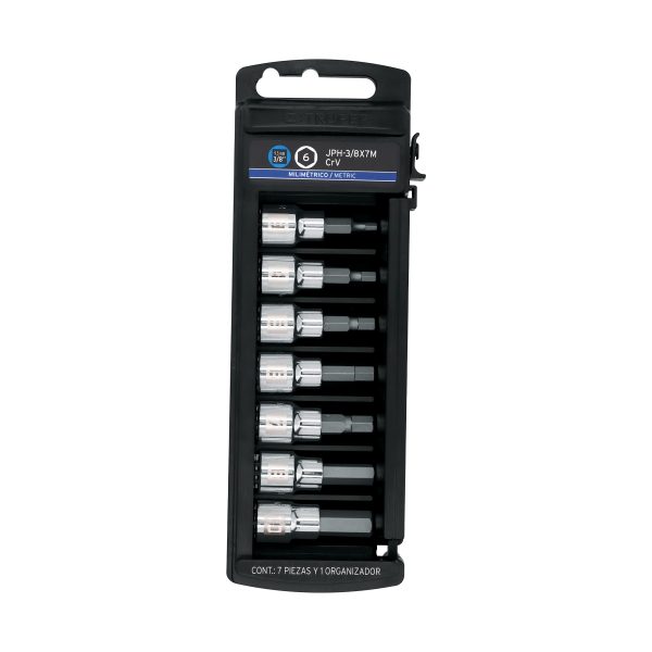 JUEGO DE 7 COPAS CUADRO 3/8" PUNTA HEXAGONAL METRICAS TRUPER