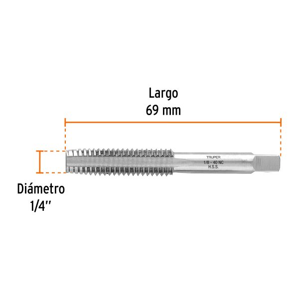 MACHUELO SEMICONICO 1/8" X 40 CUERDA GRUESA TRUPER - Imagen 2