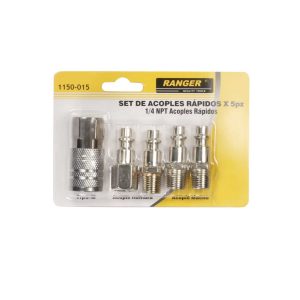 JUEGO DE 5 ACOPLES Y FITTINGS CROMADOS RANGER