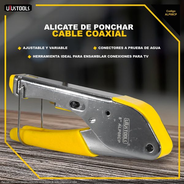 ALICATE PARA PONCHAR CABLE COAXIAL 8" UYUSTOOLS - Imagen 2