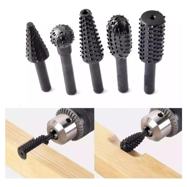 JUEGO DE 5 FRESAS ESCOFINA ROTATIVAS PARA MADERA UYUSTOOLS - Imagen 2