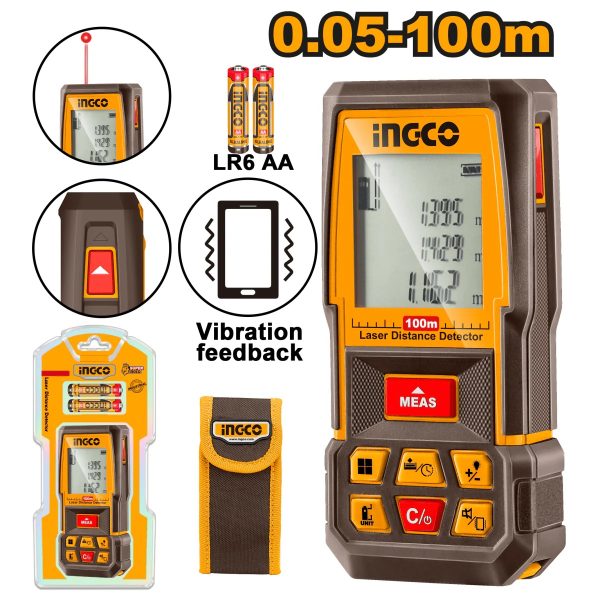 MEDIDOR LASER DE DISTANCIA 100 M INGCO - Imagen 2