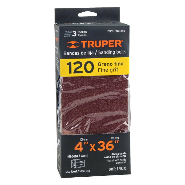 CAJA CON 3 BANDAS DE LIJA 4″ X 36″ GRANO 120 TRUPER - Imagen 3