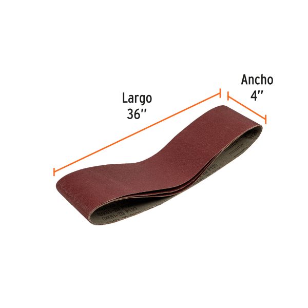 CAJA CON 3 BANDAS DE LIJA 4″ X 36″ GRANO 120 TRUPER - Imagen 2