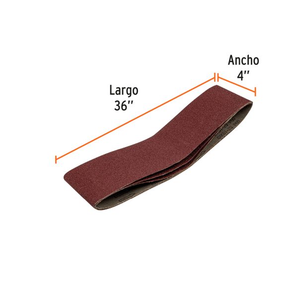 CAJA CON 3 BANDAS DE LIJA 4" X 36" GRANO 60 TRUPER - Imagen 2