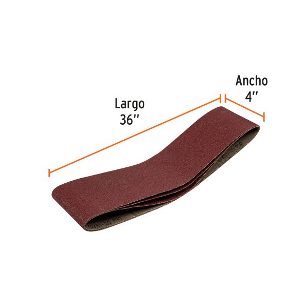CAJA CON 3 BANDAS DE LIJA 4″ X 36″ GRANO 80 TRUPER - Imagen 2