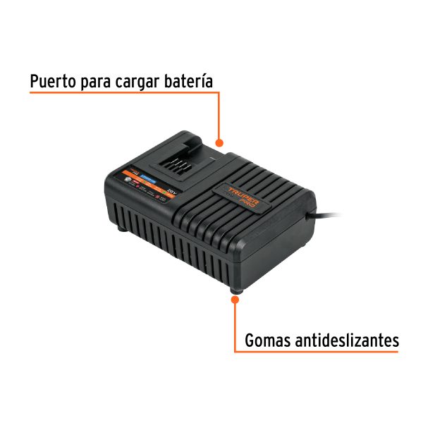 CARGADOR RAPIDO DE BATERIAS DE ION LITIO 20 V TRUPER PRO - Imagen 2