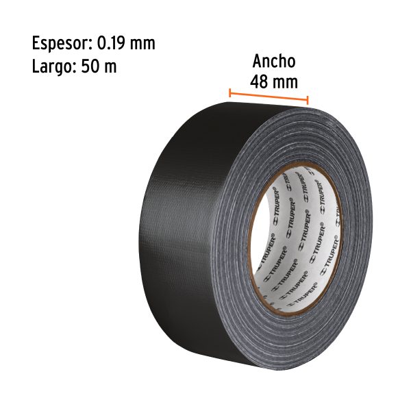 CINTA NEGRA PARA DUCTO 50 M X 48 MM TRUPER - Imagen 2