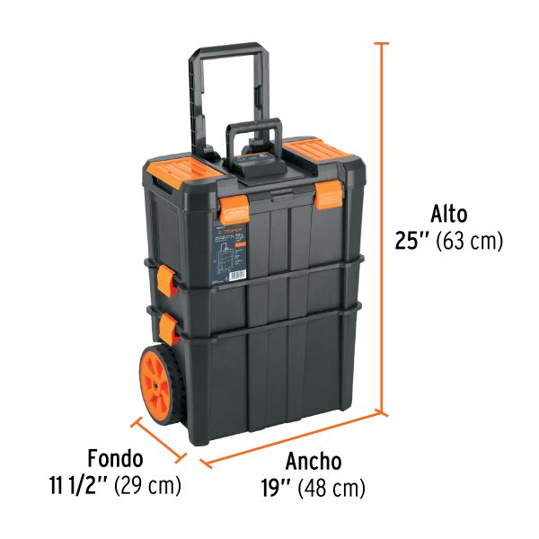 CAJA PARA HERRAMIENTAS 19" X 25" 3 EN 1 DESMONTABLE CON RUEDAS TRUPER - Imagen 3