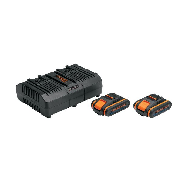 COMBO CARGADOR DUAL CON 2 BATERIAS DE 2 AH 20 V TRUPER PRO