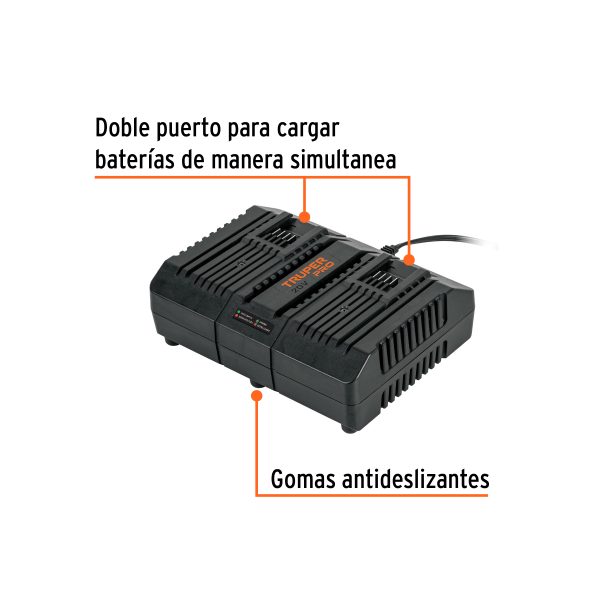 COMBO CARGADOR DUAL CON 2 BATERIAS DE 2 AH 20 V TRUPER PRO - Imagen 2