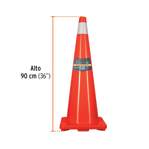 CONO DE SEÑALIZACION DE 90 CM DE PVC CON REFLECTIVO TRUPER - Imagen 2