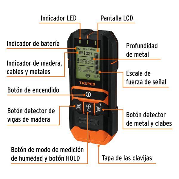 DETECTOR DE MATERIALES DETRAS DE MUROS PROFUNDIDAD MAX 12 CM TRUPER - Imagen 2