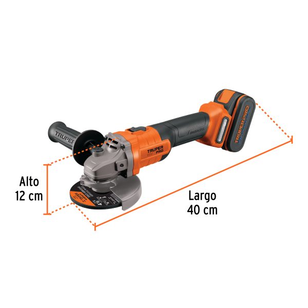 PULIDORA 4-1/2" 20 V 1 BATERIA 4 AH TRUPER PRO - Imagen 3