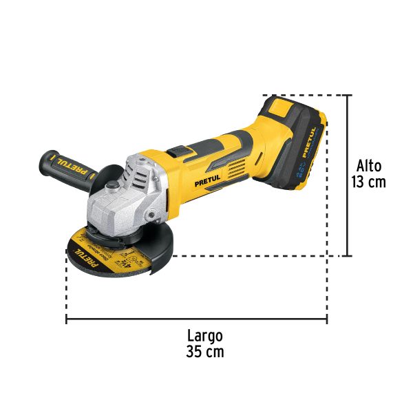 PULIDORA INALAMBRICA 4-1/2" 20 V 1 BATERIA 4 AH PRETUL - Imagen 3