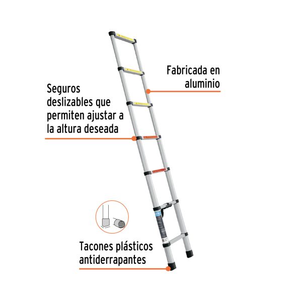 ESCALERA TELESCOPICA 7 PELDAÑOS TIPO II CAPACIDAD 102 KG TRUPER - Imagen 4