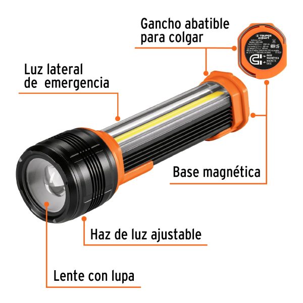 LINTERNA RECARGABLE CON LUZ EMERGENCIA 480 LM TRUPER EXPERT - Imagen 2