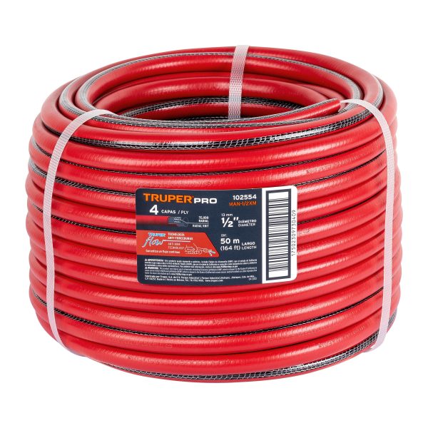MANGUERA REFORZADA 4 CAPAS 1/2″ ROLLO X 50 M TRUPER PRO