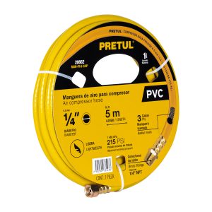 MANGUERA PARA COMPRESOR DE PVC 5 M X 1/4″ PRETUL