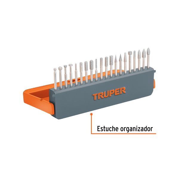 KIT DE PUNTAS DIAMANTADAS PARA MOTO TOOL 20 PZS TRUPER - Imagen 2