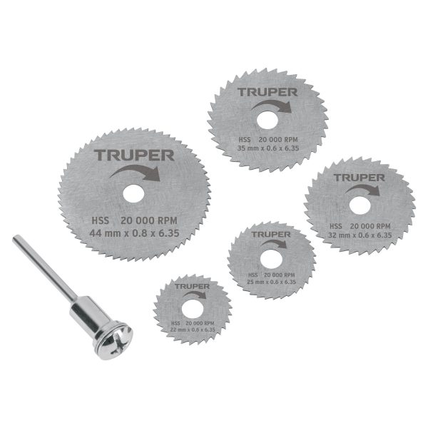 KIT DE MINI DISCOS SIERRA PARA MOTO TOOL 5 PZS TRUPER