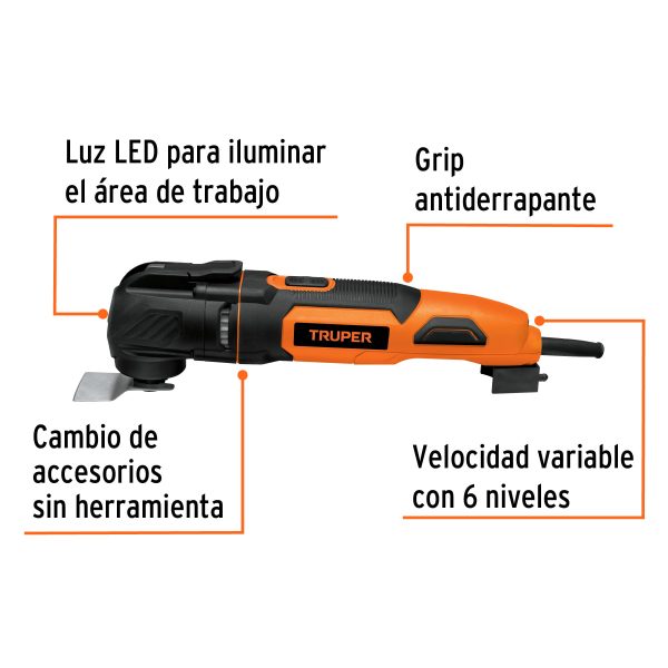 MULTIHERRAMIENTA 350 W CON 9 ACCESORIOS TRUPER PRO - Imagen 2
