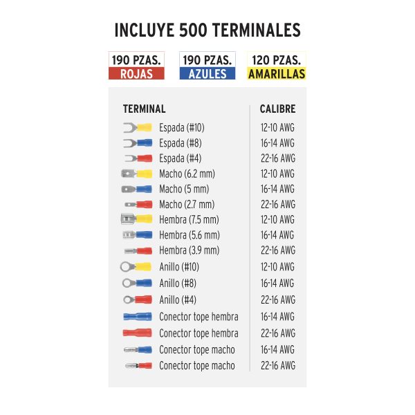 KIT DE CRIMPADORA Y 500 TERMINALES CON AISLAMIENTO TRUPER - Imagen 3