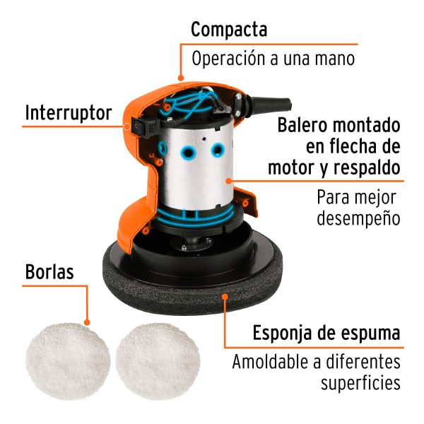 POLICHADORA ROTO-ORBITAL 6" 45 W COMPACTA TRUPER - Imagen 2