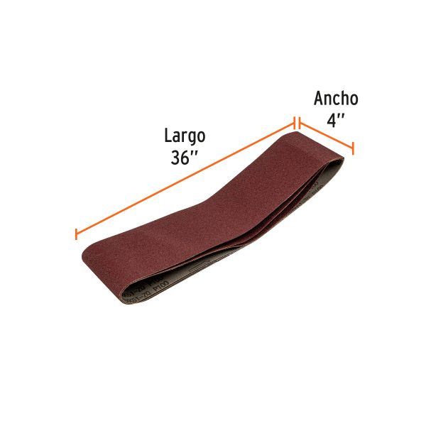 CAJA CON 3 BANDAS DE LIJA 4″ X 36″ GRANO 100 TRUPER - Imagen 2