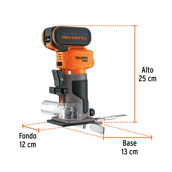 ROUTER ( REBAJADORA ) INALAMBRICA 1/4" 1 BATERIA 4 AH TRUPER PRO - Imagen 3