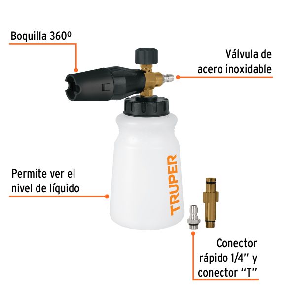 DISPENSADOR CON CAÑON LANZA ESPUMA PARA HIDROLAVADORA TRUPER - Imagen 2