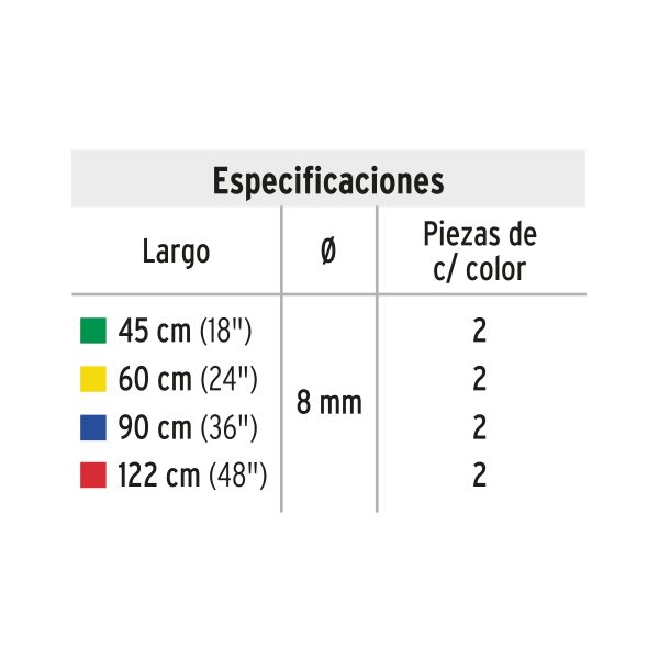 JUEGO DE 8 TENSORES ELASTICOS PRETUL - Imagen 3