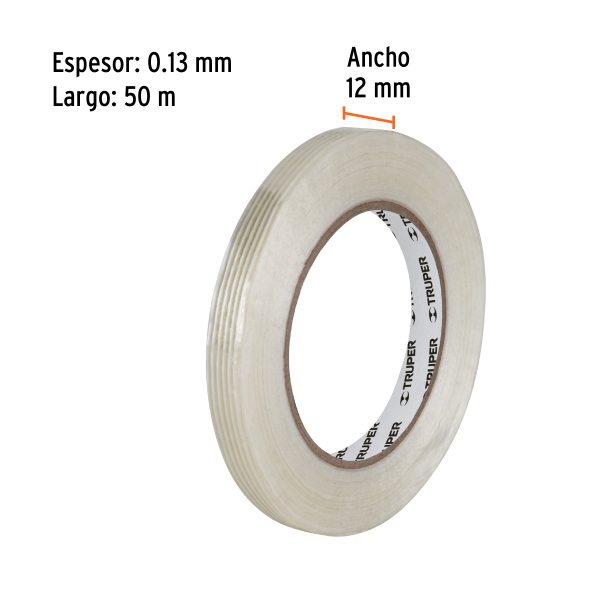 CINTA TRANSPARENTE CON FILAMENTOS 12 MM X 50 M TRUPER - Imagen 2