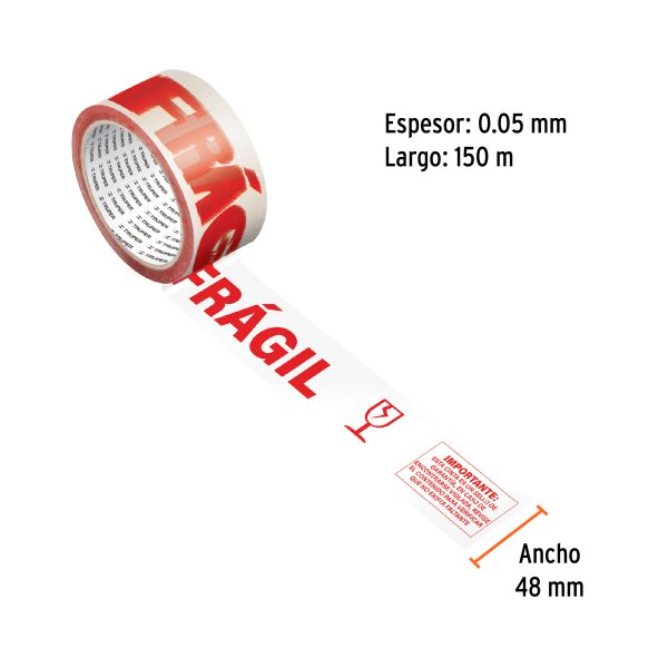 CINTA DE EMPAQUE 48 MM X 150 M FRAGIL TRUPER - Imagen 2