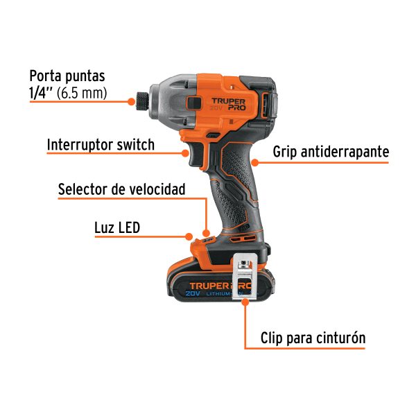 COMBO ROTOMARTILLO / DESTORNILLADOR IMPACTO 20 V TRUPER PRO - Imagen 2