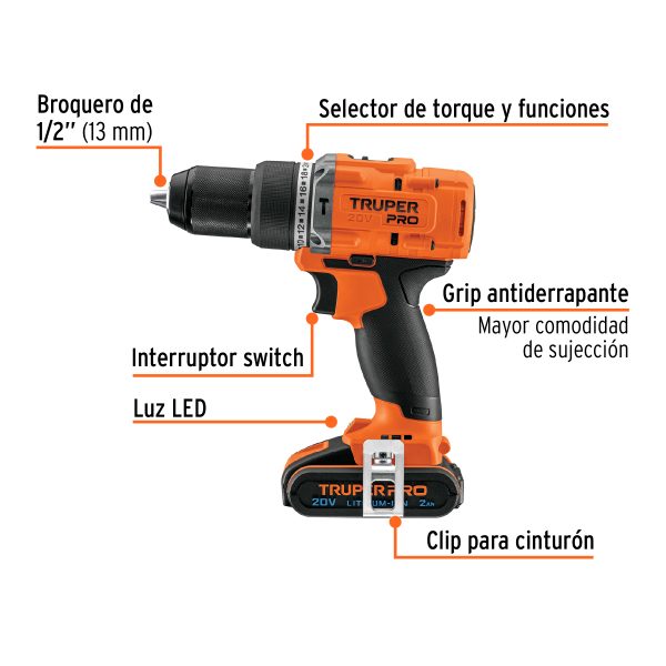 COMBO ROTOMARTILLO / DESTORNILLADOR IMPACTO 20 V TRUPER PRO - Imagen 3