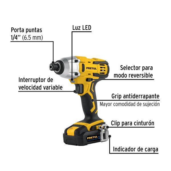 COMBO ROTOMARTILLO / DESTORNILLADOR IMPACTO 20 V PRETUL - Imagen 3