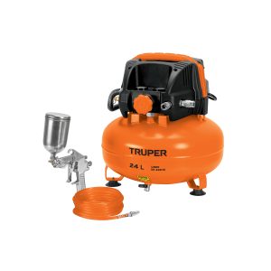 KIT COMPRESOR LIBRE DE ACEITE 24 L MANGUERA Y PISTOLA TRUPER