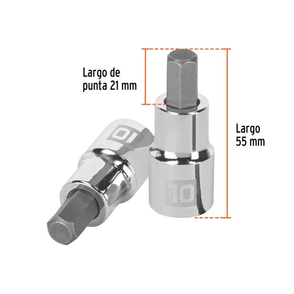 COPA PUNTA HEXAGONAL DE 10 MM CUADRO 1/2" TRUPER - Imagen 2