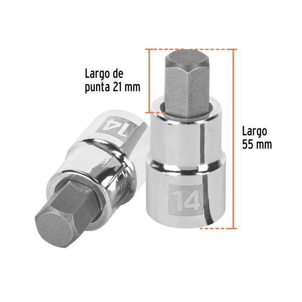 COPA PUNTA HEXAGONAL DE 14 MM CUADRO 1/2" TRUPER - Imagen 2