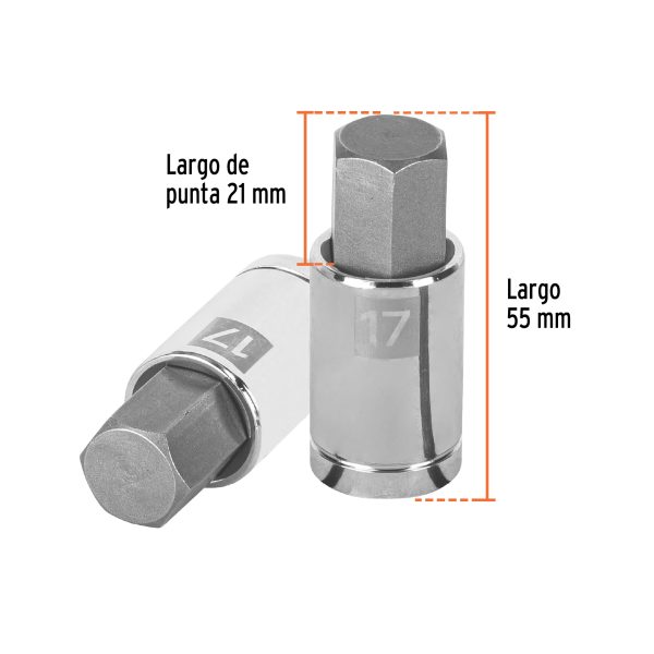 COPA PUNTA HEXAGONAL DE 17 MM CUADRO 1/2" TRUPER - Imagen 2