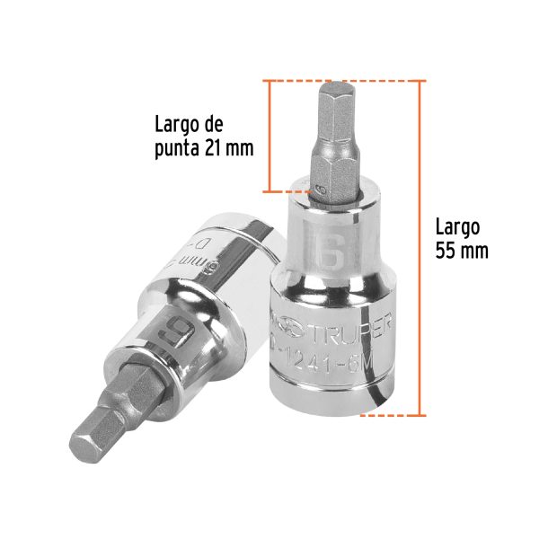 COPA PUNTA HEXAGONAL DE 6 MM CUADRO 1/2" TRUPER - Imagen 2