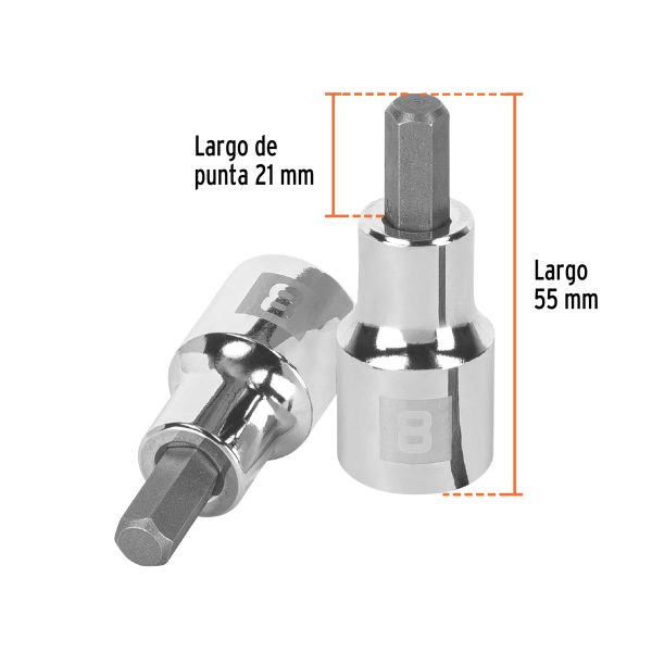 COPA PUNTA HEXAGONAL DE 8 MM CUADRO 1/2" TRUPER - Imagen 2