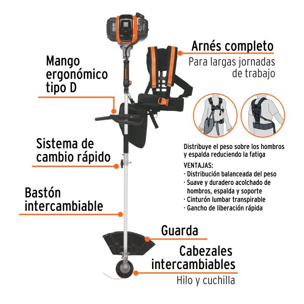GUADAÑA MULTIFUNCIONAL 4 EN 1 A GASOLINA 45 CC TRUPER - Imagen 2