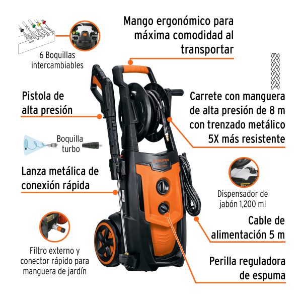 HIDROLAVADORA ELECTRICA 2000 PSI MOTOR DE INDUCCION TRUPER EXPERT - Imagen 2