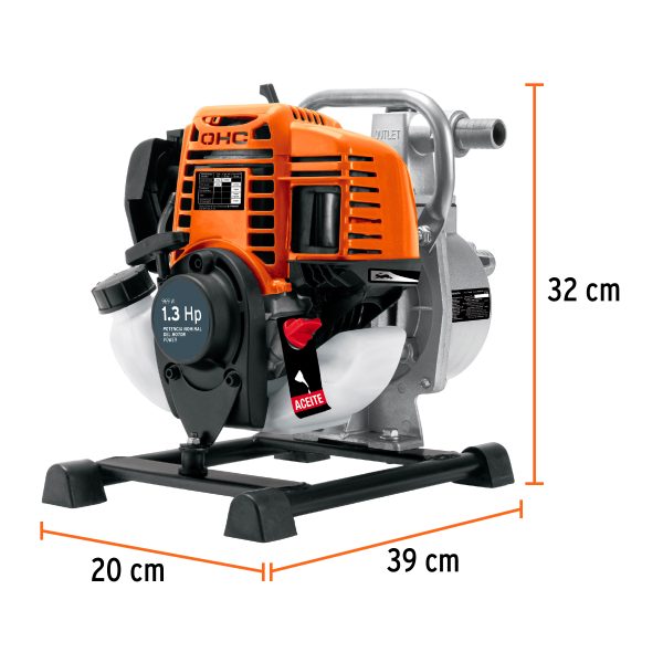 MOTOBOMBA AUTOCEBANTE 1" X 1" A GASOLINA 1-1/3 HP AGRICOLA TRUPER - Imagen 2