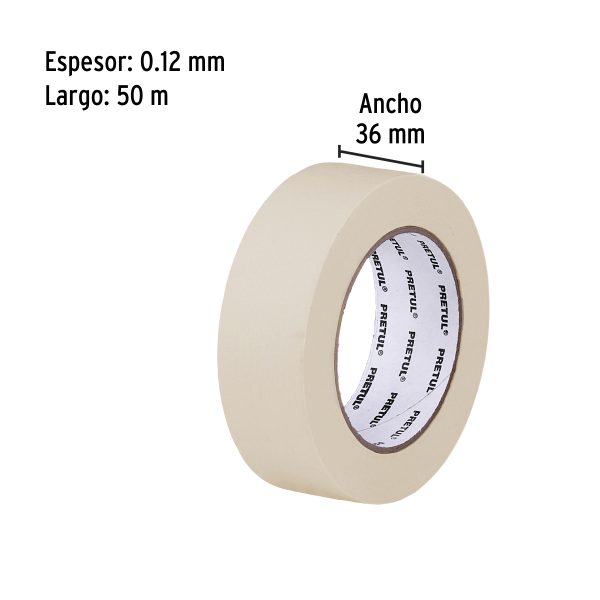 CINTA DE ENMASCARAR 1-1/2″ X 50 M PRETUL - Imagen 2