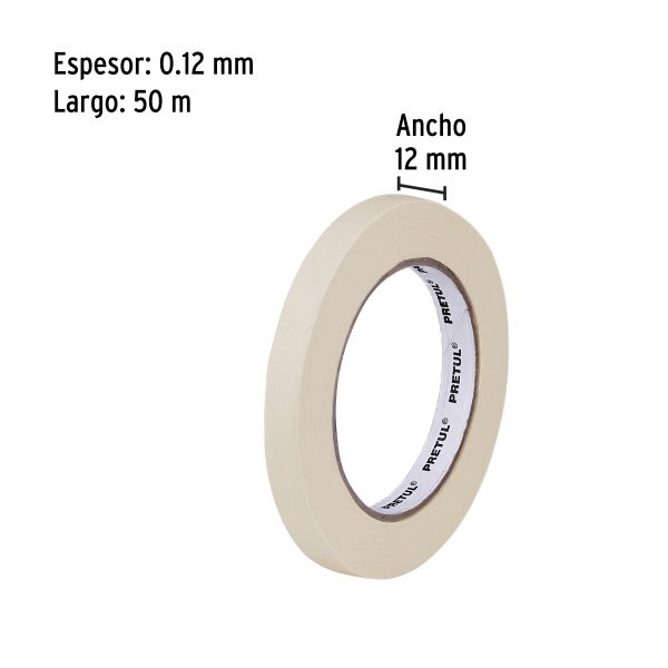 CINTA DE ENMASCARAR 1/2″ X 50 M PRETUL - Imagen 2